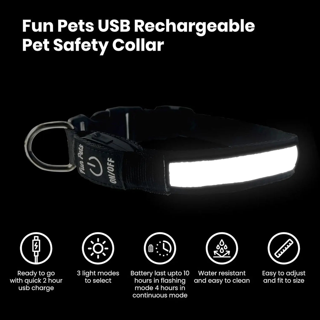 Dog Collar LED Night Safety Flashing or Glowing In the Dark