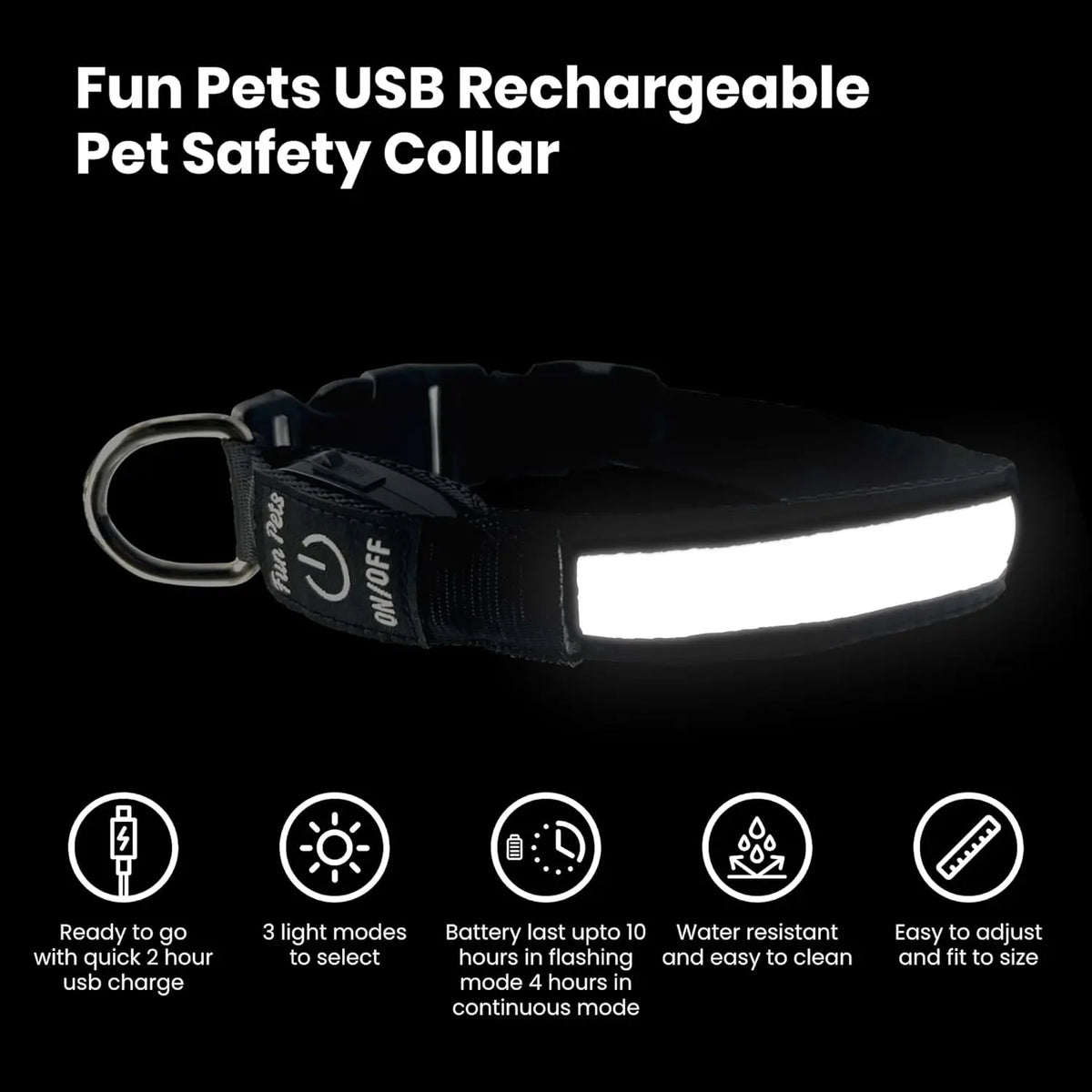 Dog Collar LED Night Safety Flashing or Glowing In the Dark