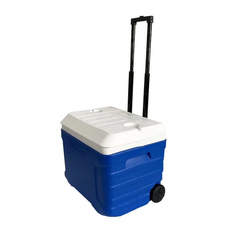 40L Large Blue Wheeled Cooler Box | 5-Day Ice Retention | Camping & Fishing