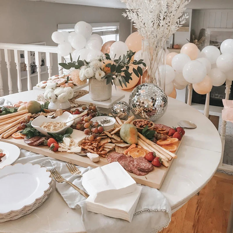 Deluxe Disposable Tableware White with Gold Rim Plate Paper Cup Tablecloth and Large Number Balloon for Birthday Party Wedding Decoration Baby Shower  Party Supplies  CutleryStraws