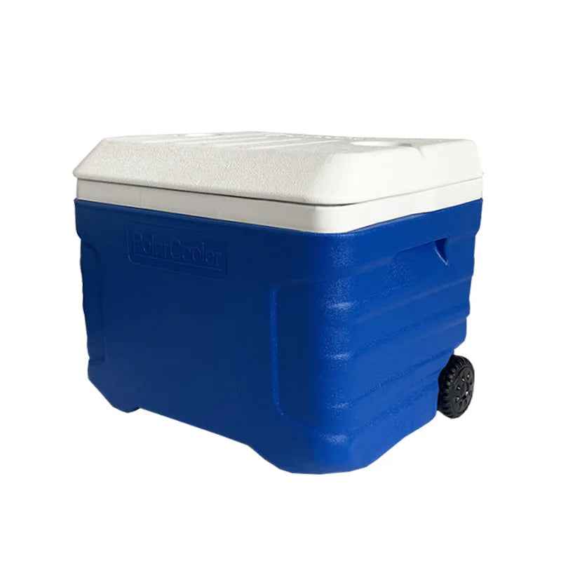 40L Large Blue Wheeled Cooler Box | 5-Day Ice Retention | Camping & Fishing