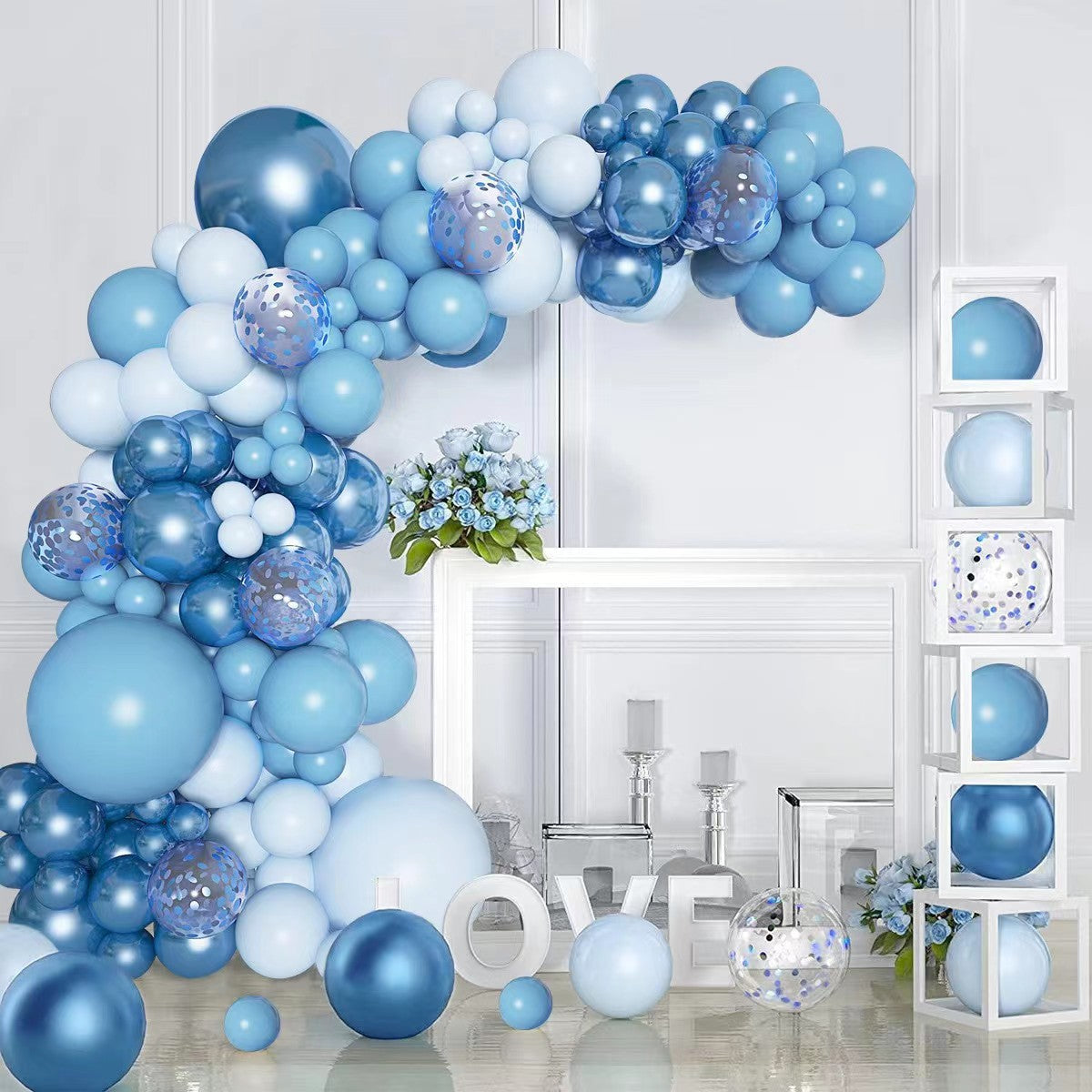 Blue Balloon Chain Garland including Metal Blue Style Balloons for Parties and other Occasions
