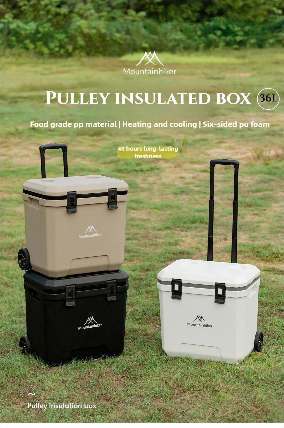 GO PEAK MOUNTAINHIKER 36L White, Black, Khaki, Pulley Box Outdoor Incubator with Trolley Wheels