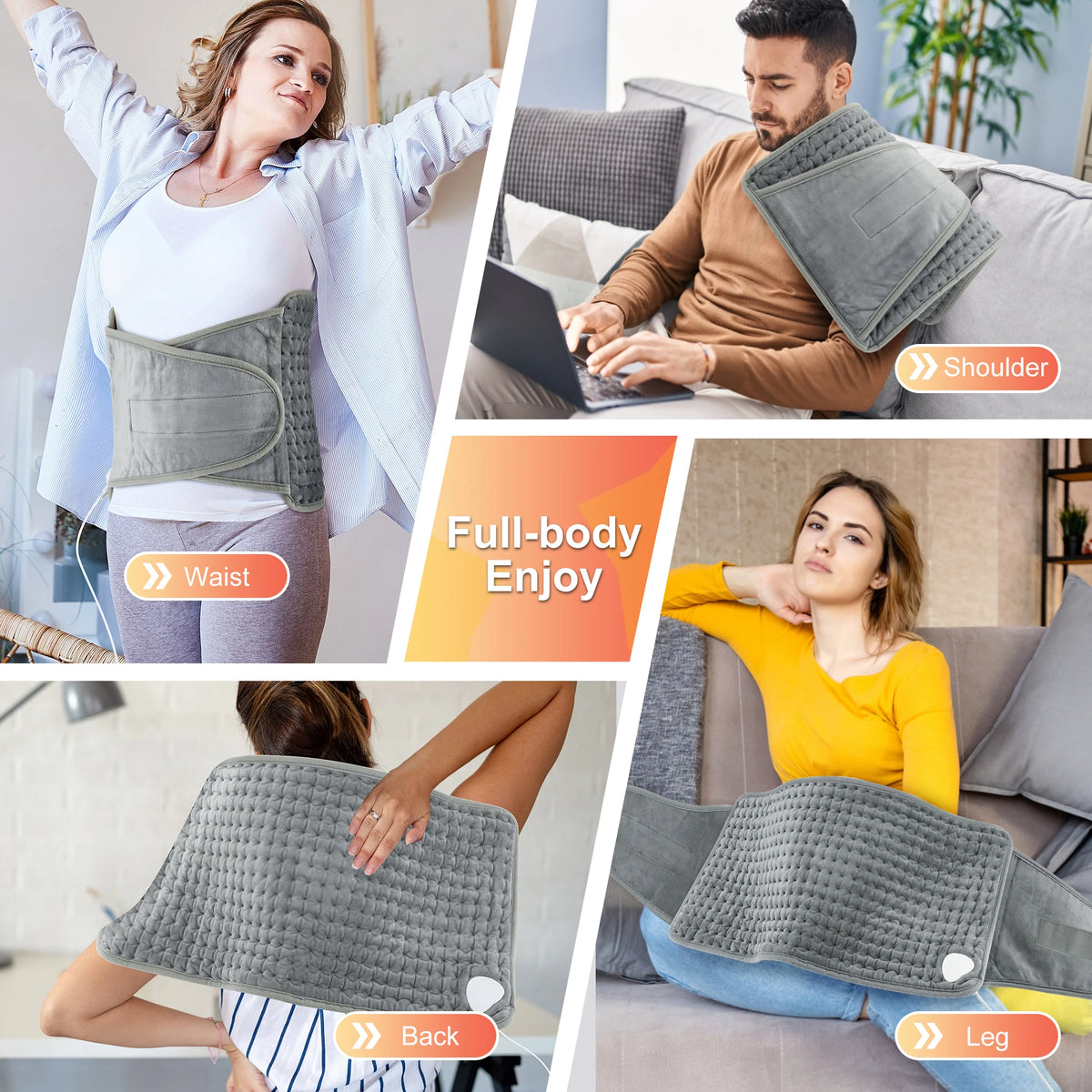 Back Heating Support Belt Electric Waist Brace With Adjustable Temperature
