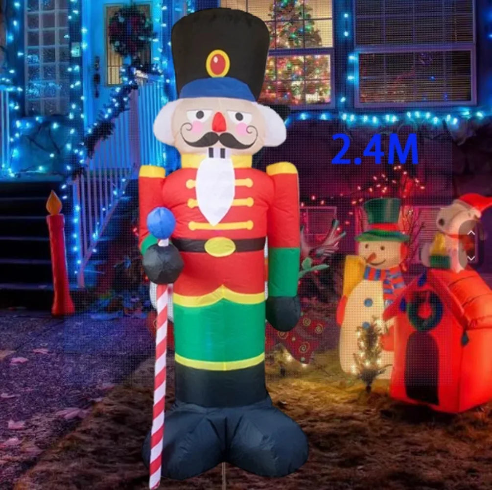 Christmas Inflatable Nutcracker Decor with LED Lighted Christmas Decoration Outdoor - 2.4M