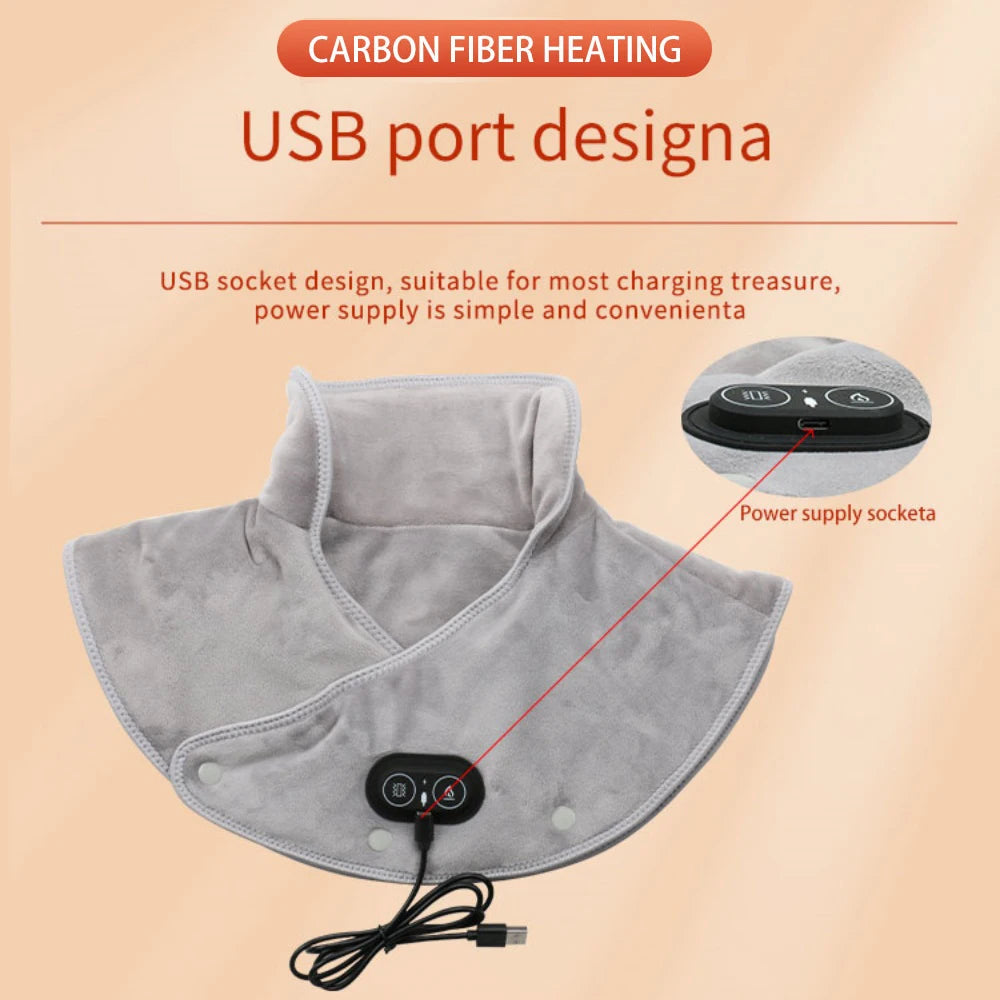 Electric Heating Shoulder Neck Wrap Thermal Compress Massager Vibration Shawl