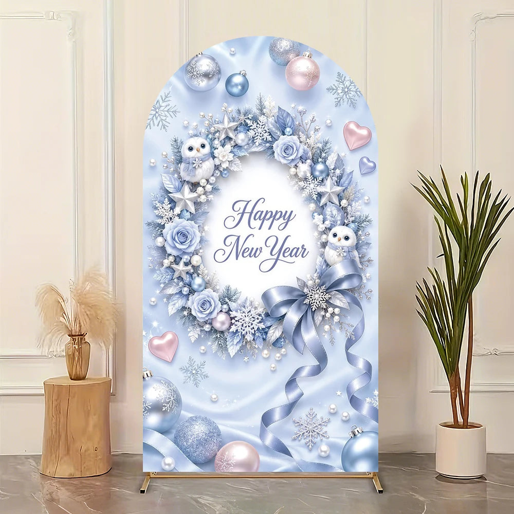 Snowflake Balloon Arch Backdrop for Christmas and New Year Party Spandex Elastic Arched Backround