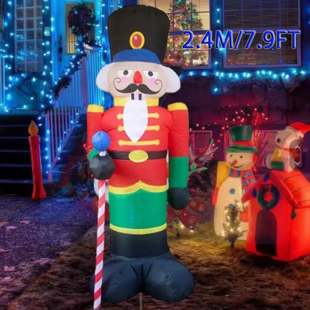 Christmas Inflatable Nutcracker Decor with LED Lighted Christmas Decoration Outdoor - 2.4M