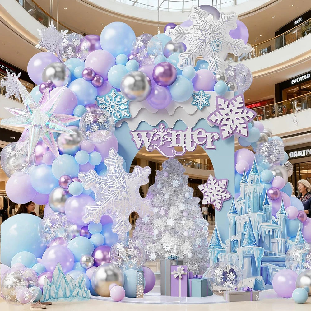 Winter Wonderland Garland Arch Kit for Christmas Party or Birthday Celebration or Wedding Scene Layout Party Supplies 159pcs