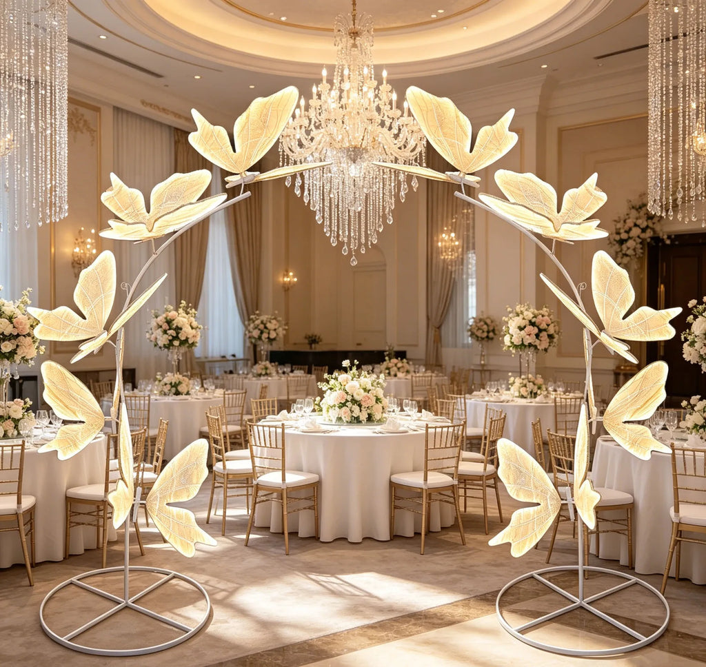 Luxury Iron Butterfly Arch Stand ( 2 Pieces ) Wedding Background Frame, Metal Flower Arch Bracket for Wedding Stage, Party & Festival Decor