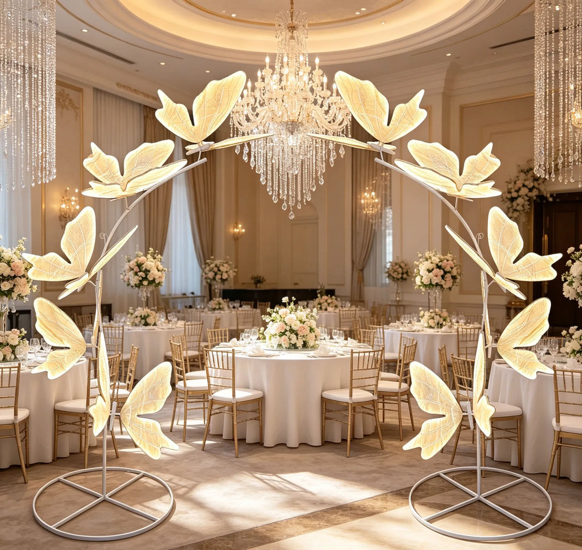 Luxury Iron Butterfly Arch Stand ( 2 Pieces ) Wedding Background Frame, Metal Flower Arch Bracket for Wedding Stage, Party & Festival Decor
