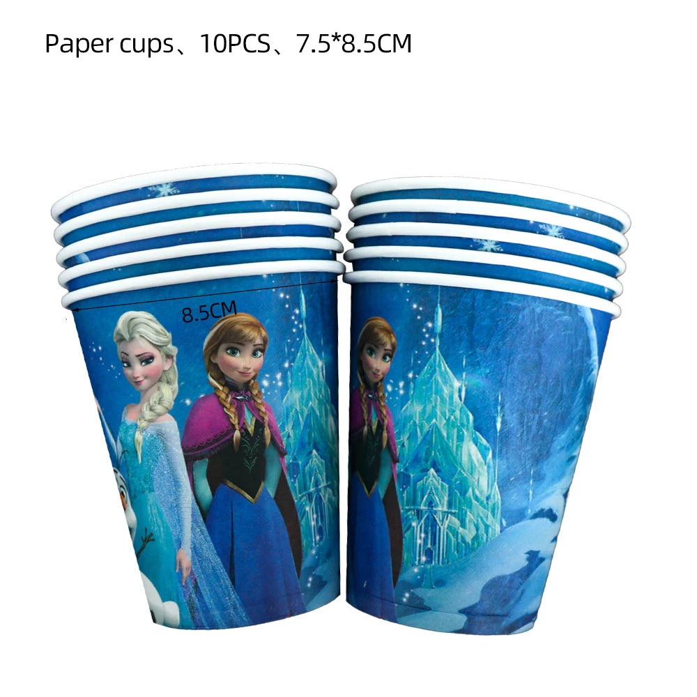 Elsa & Anna Princess Birthday Party Kit – Frozen-Themed Decorations, Balloons, Banner, Plates, Cups & Gift Bags