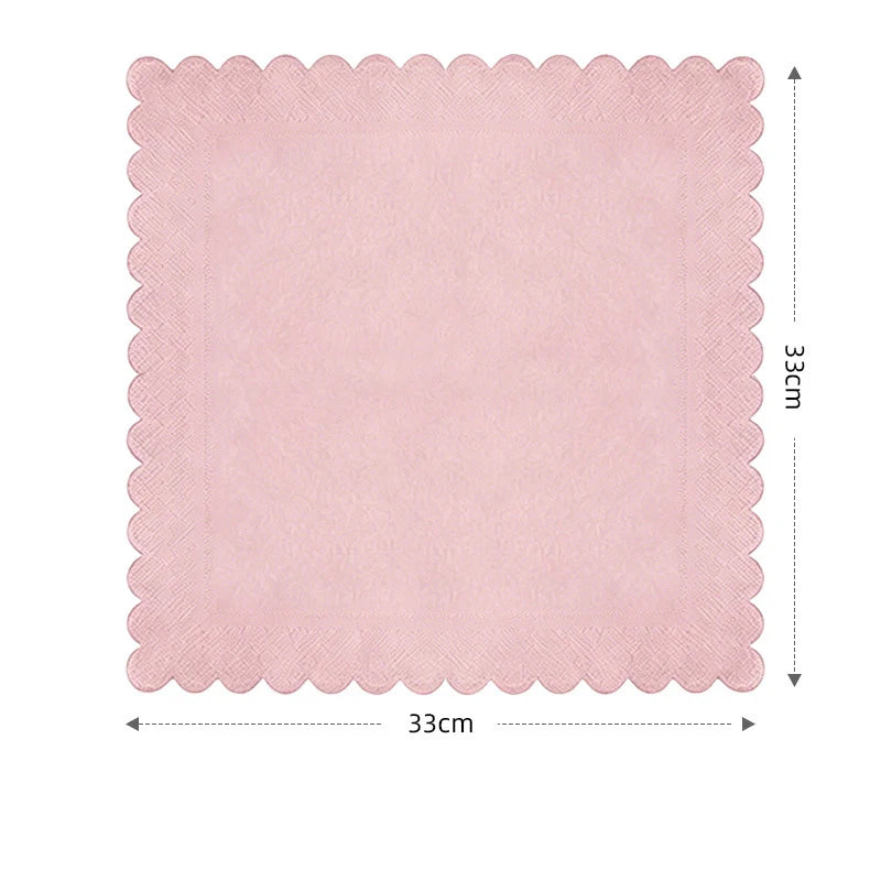 Elegant Pink Scalloped Edge Paper Plates Cups Napkins Solid Color Disposable Tableware For Christmas, Baby Shower Birthday Party Decor