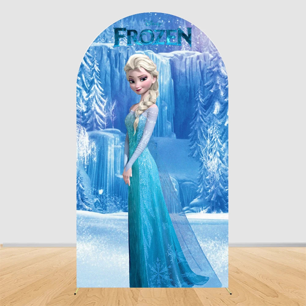 Ice Princess Birthday Decorations Arch Backdrop Cover | Winter Wonderland Snow Queen Kids Girls Birthday Party Background