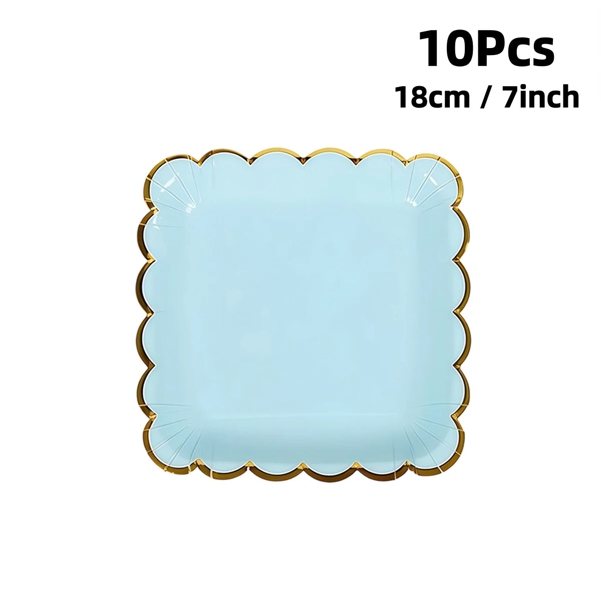 Deluxe Pastel Coloured Scalloped Edge Gold Foil Paper Plates Cups Napkins Disposable Tableware Set for Birthday Wedding Celebration Party Supplies