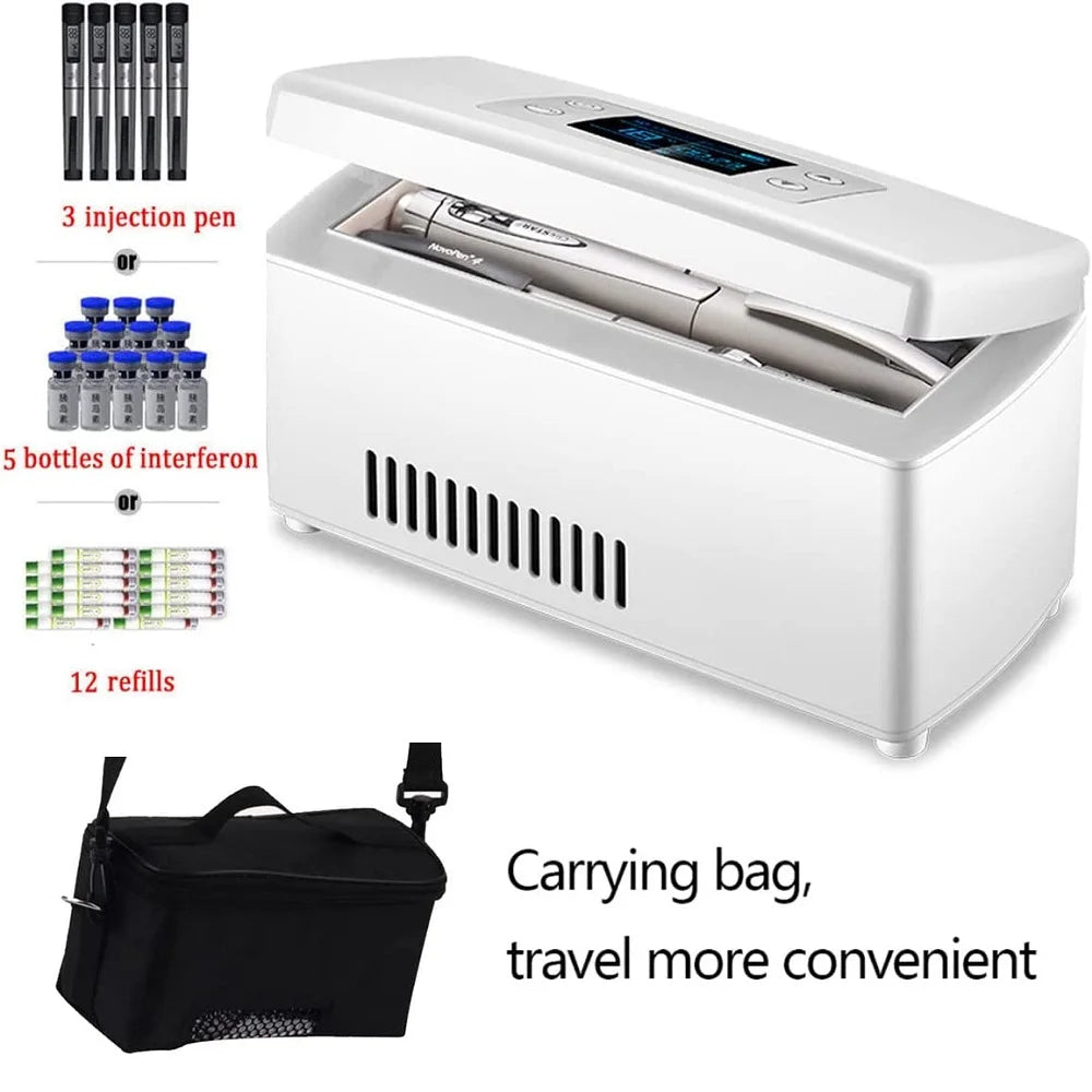 Portable Insulin Cooler Refrigerated Box 2-18 Degrees Medicine Cooler For Travel Outdoor Household (Bag Included)