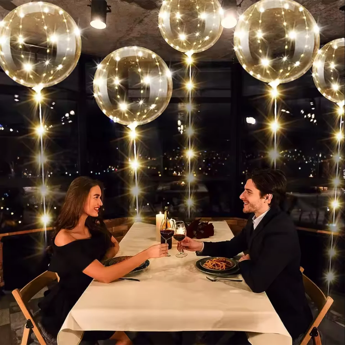 Ten Piece Set of LED Transparent Luminous Balloons for Anniversary, Wedding, Birthday, Party Decoration