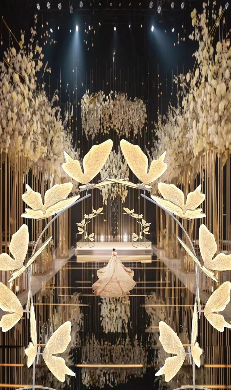 Luxury Iron Butterfly Arch Stand ( 2 Pieces ) Wedding Background Frame, Metal Flower Arch Bracket for Wedding Stage, Party & Festival Decor