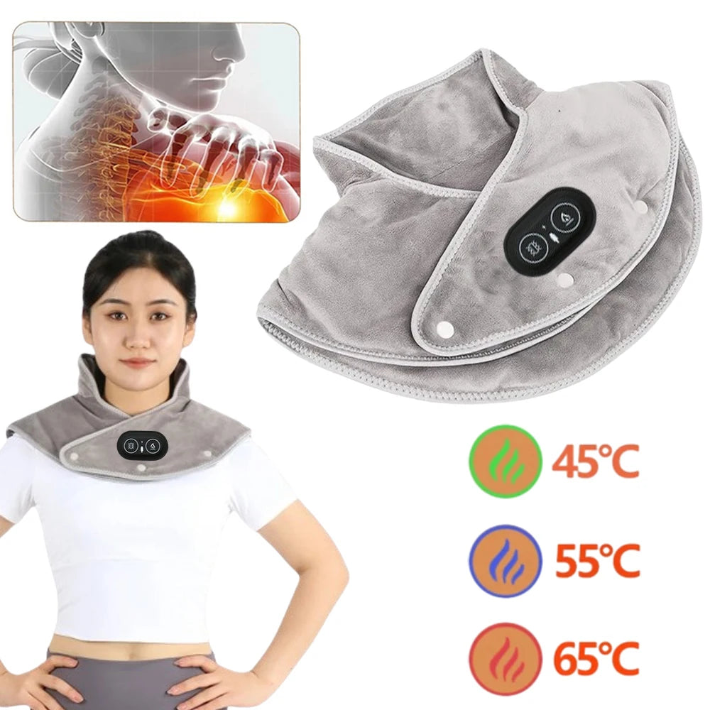 Electric Heating Shoulder Neck Wrap Thermal Compress Massager Vibration Shawl