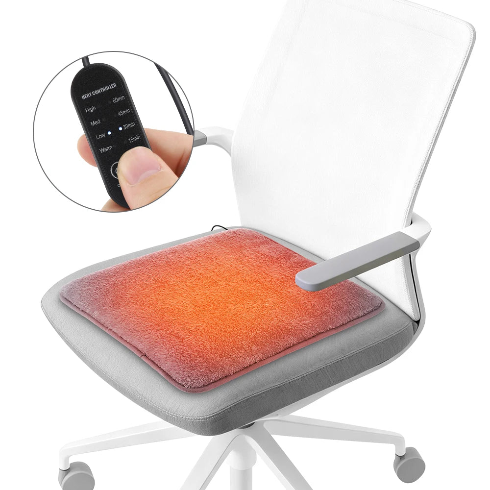 USB Electric Heated Seat Cushion 4 Temperature Settings Winter Car Seat Heater Cold Resistant Chair Heated Mat for Office Travel