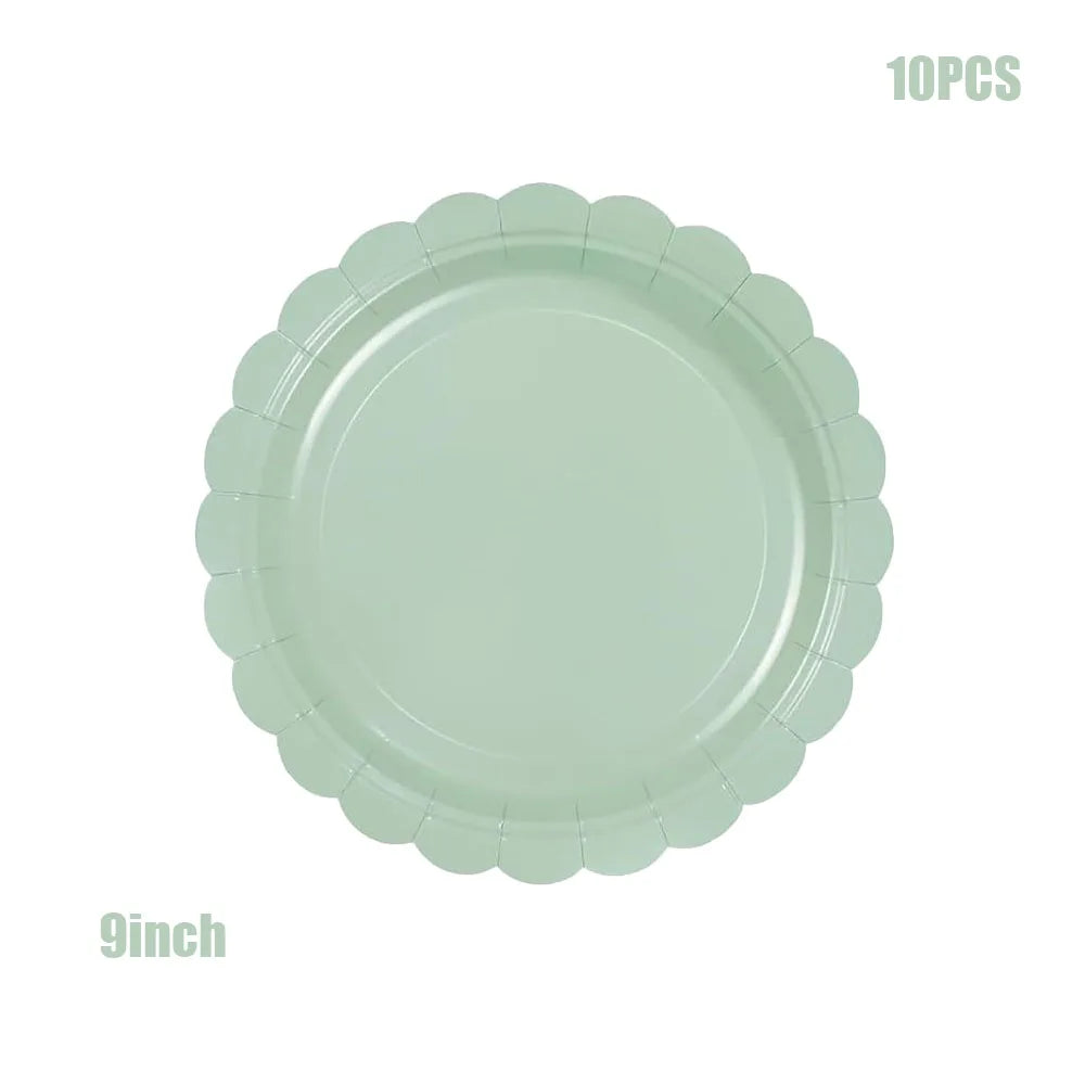 Petal Shaped Pastel Coloured 7/9 Inch Disposals  for Weddings Birthdays Baby Showers Party Supplies