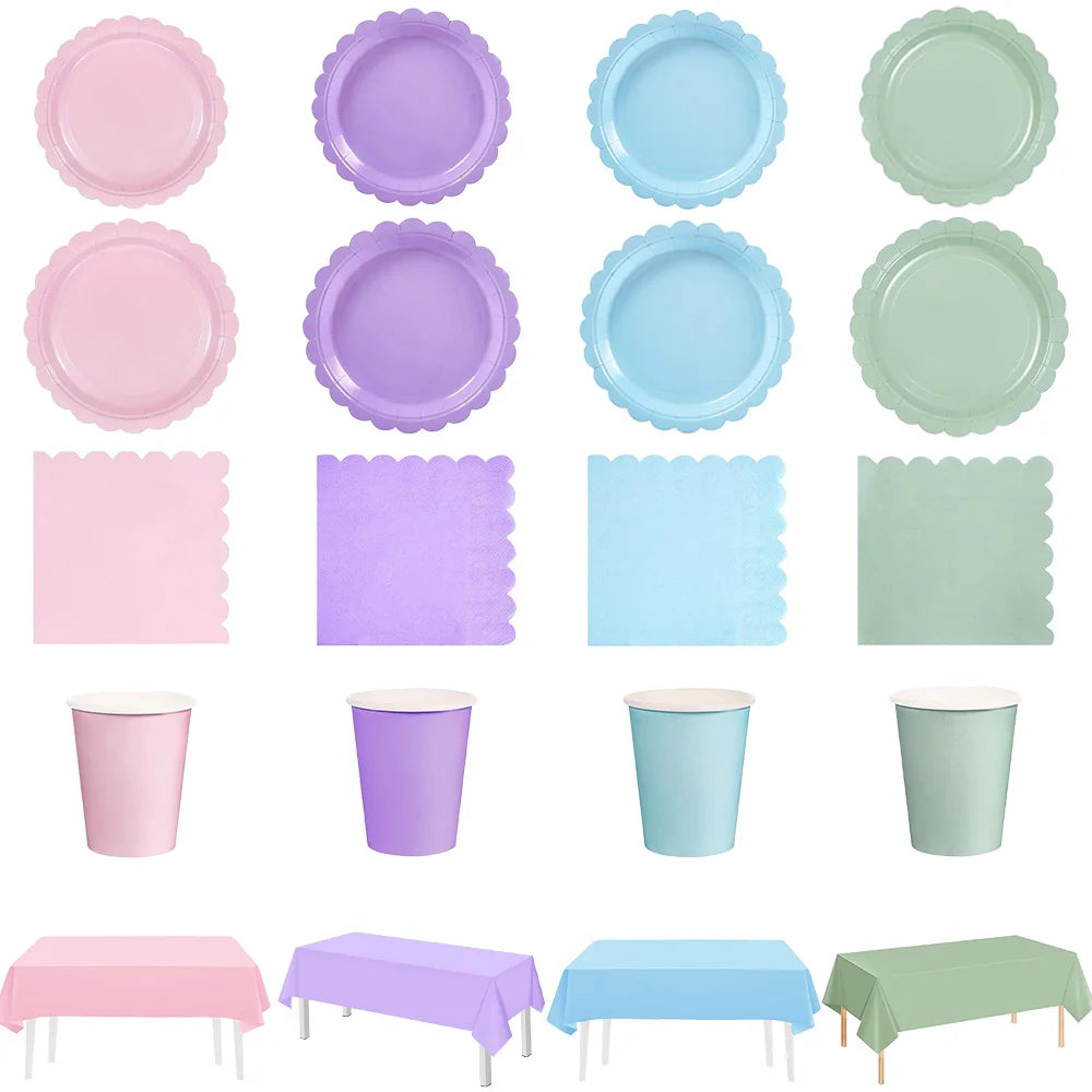 Petal Shaped Pastel Coloured 7/9 Inch Disposals  for Weddings Birthdays Baby Showers Party Supplies