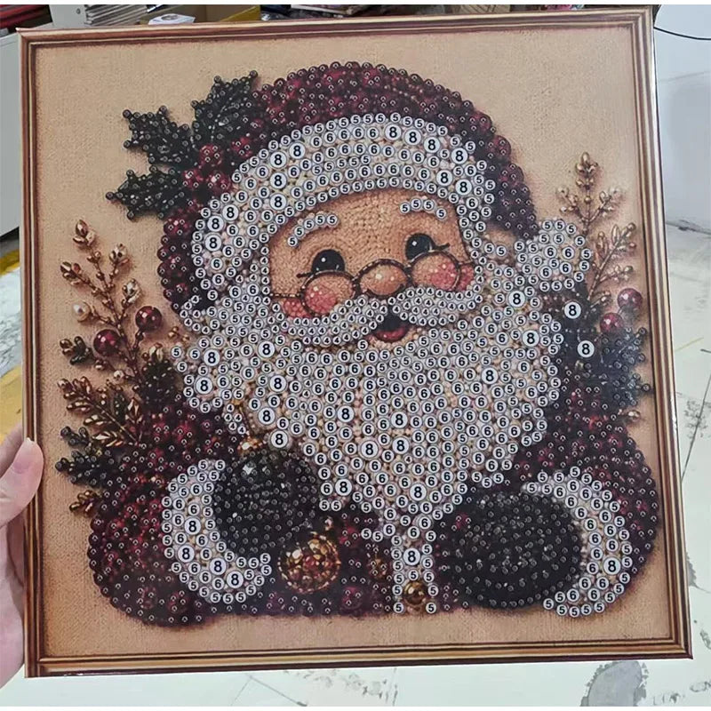 Christmas Pearl Diamond Arts and Crafts Set Santa Claus Elf Pattern DIY Pearl Art Artware Suitable For Beginner and Experienced as Gifts