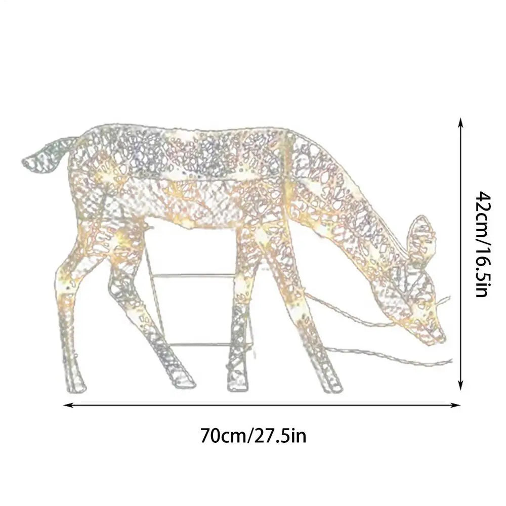 Outdoor Lighted Christmas Reindeer Standing Ornament With LED Light Glowing Glitter Reindeer