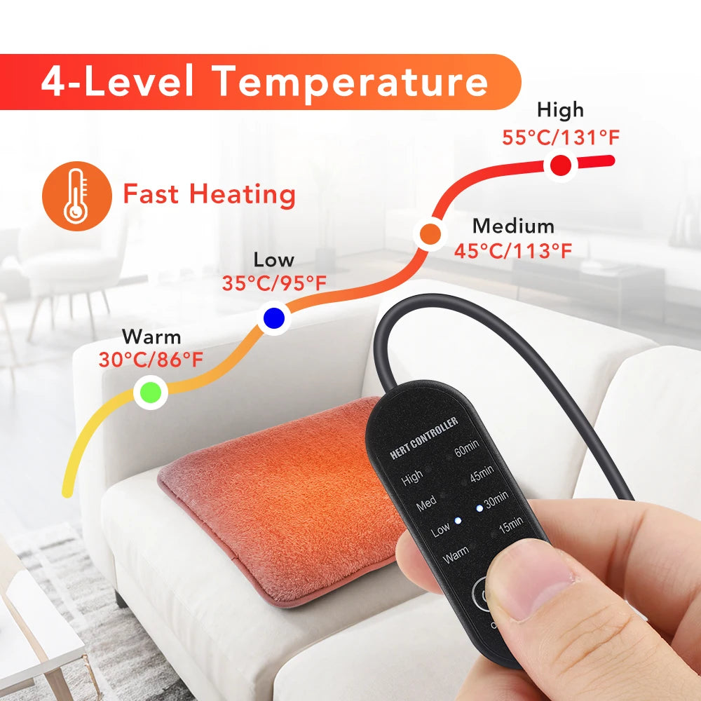 USB Electric Heated Seat Cushion 4 Temperature Settings Winter Car Seat Heater Cold Resistant Chair Heated Mat for Office Travel