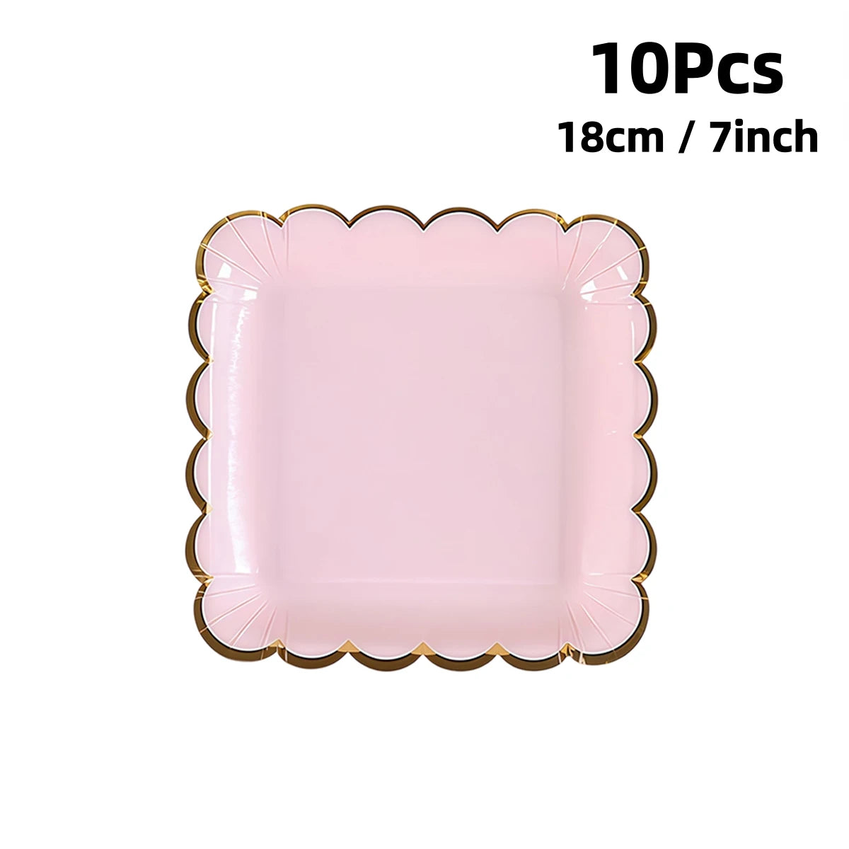 Deluxe Pastel Coloured Scalloped Edge Gold Foil Paper Plates Cups Napkins Disposable Tableware Set for Birthday Wedding Celebration Party Supplies