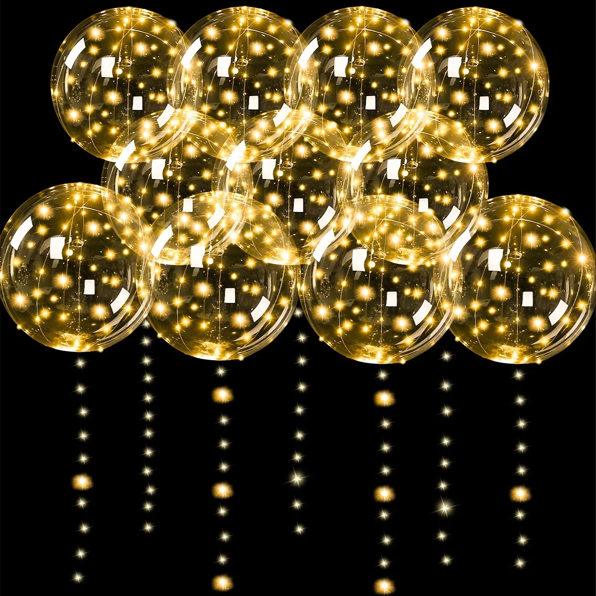 Ten Piece Set of LED Transparent Luminous Balloons for Anniversary, Wedding, Birthday, Party Decoration