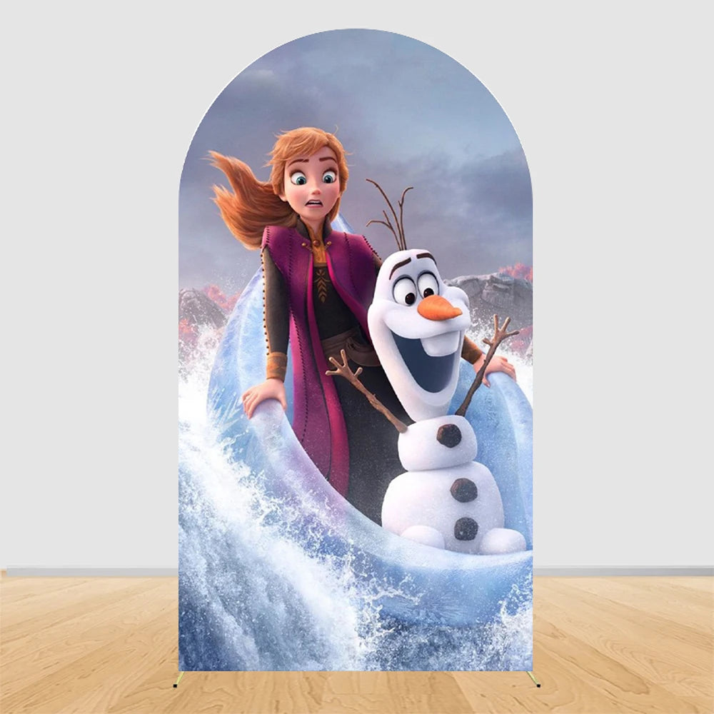 Ice Princess Birthday Decorations Arch Backdrop Cover | Winter Wonderland Snow Queen Kids Girls Birthday Party Background