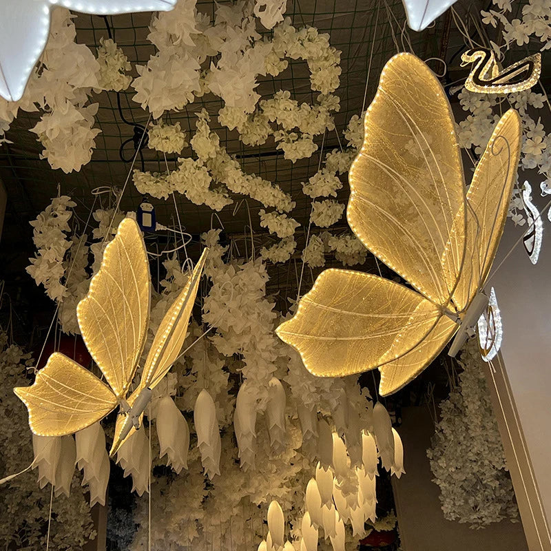 Premium Luminous LED Light Butterfly Decoration for Hall Party Prop