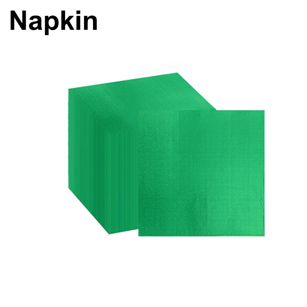 20, 40, 60, 80, 100Pcs Green and Red Paper Cups Napkin Disposable Tableware Party Napkin Drink Cups Birthday Christmas Holiday Party Supplies