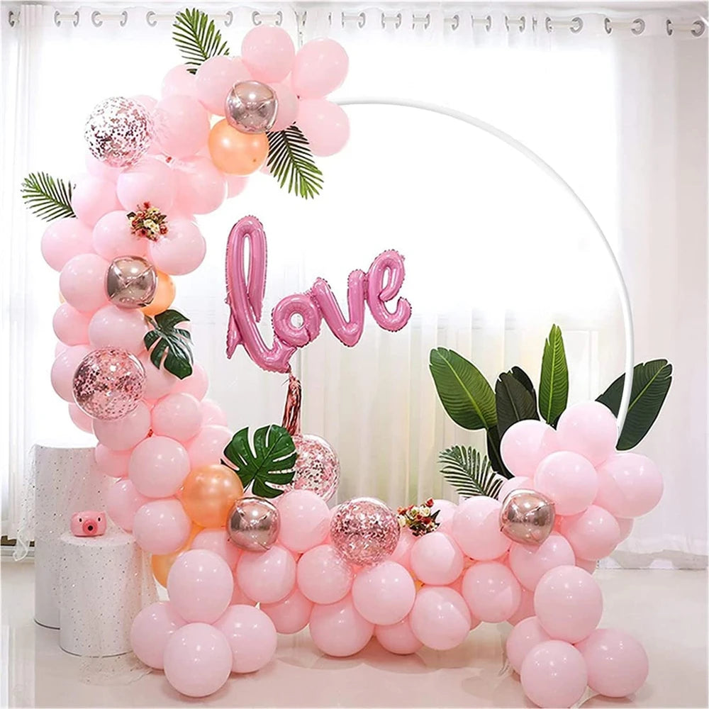 Round Backdrop Stand with Large White or Golden Frame - For Balloon Garlands