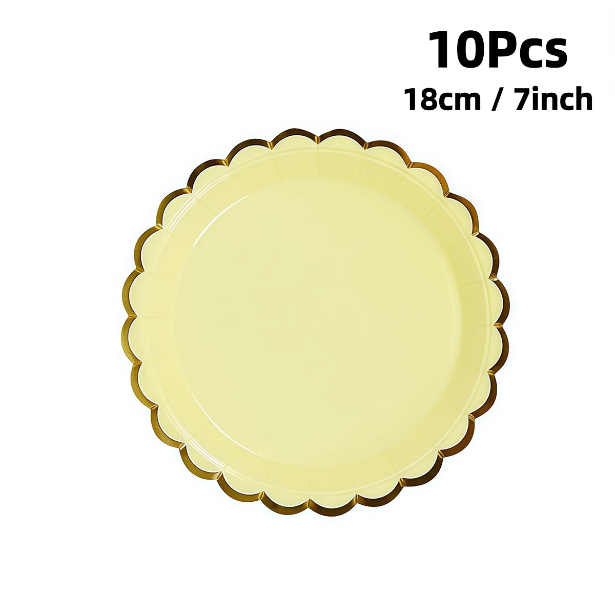 Deluxe Pastel Coloured Scalloped Edge Gold Foil Paper Plates Cups Napkins Disposable Tableware Set for Birthday Wedding Celebration Party Supplies