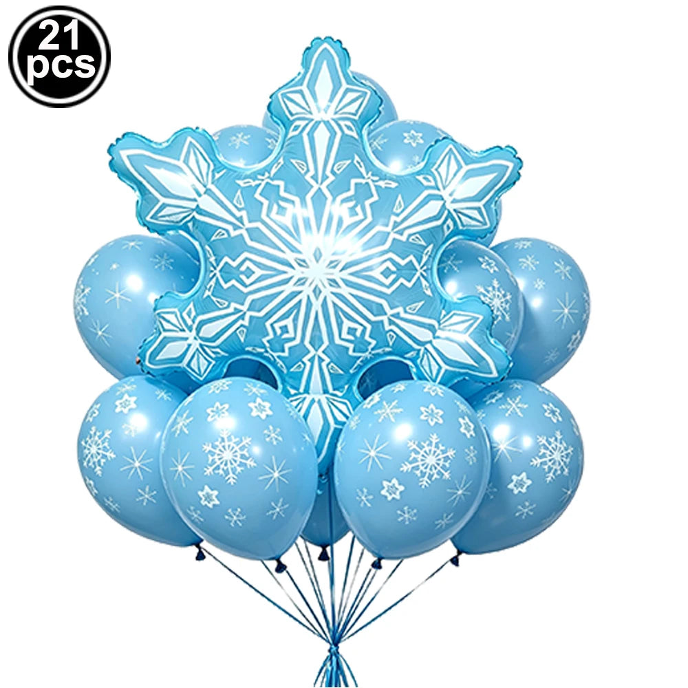 Christmas Party Decor Snowflake Fringe Curtains Snowflake Hanging Swirls Balloons Princess Theme Winter Birthday Party Decor