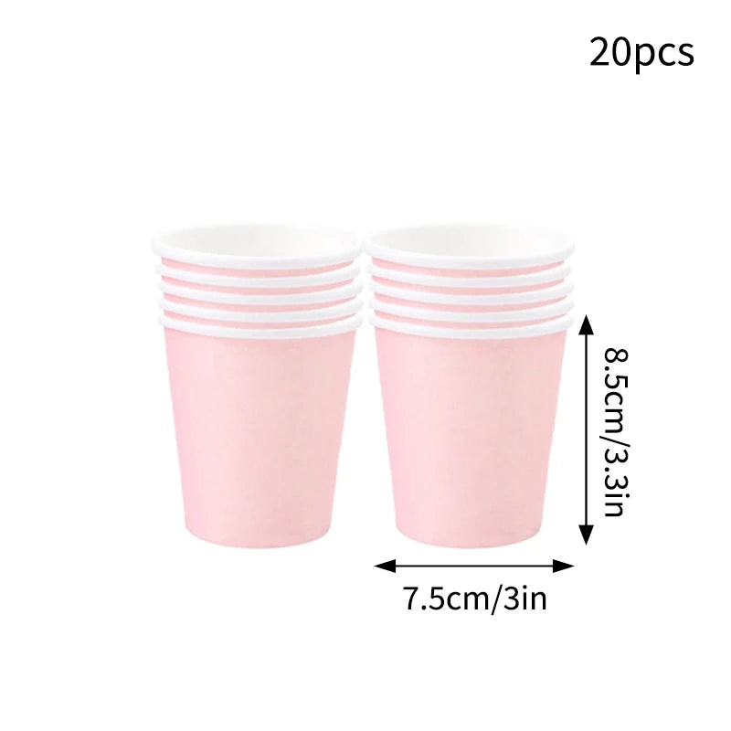 Deluxe Party Decoration Paper Plates Cups and Serviettes Birthday Wedding Party Supplies Christmas Party  - Flower Shape |  White  Pink Baby Blue Lilac