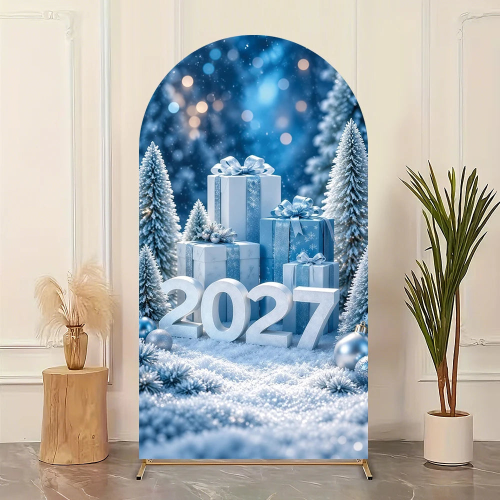 Snowflake Balloon Arch Backdrop for Christmas and New Year Party Spandex Elastic Arched Backround