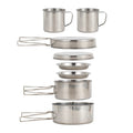 8piece Set of Camping Plates and Cookware Set, Stainless Steel Cooking Pot and Pan Set with Plates Cups for Outdoor Hiking Backpacking Unbreakable Camping Cutlery Set with Mug, Spoon, Fork and Storage Bag