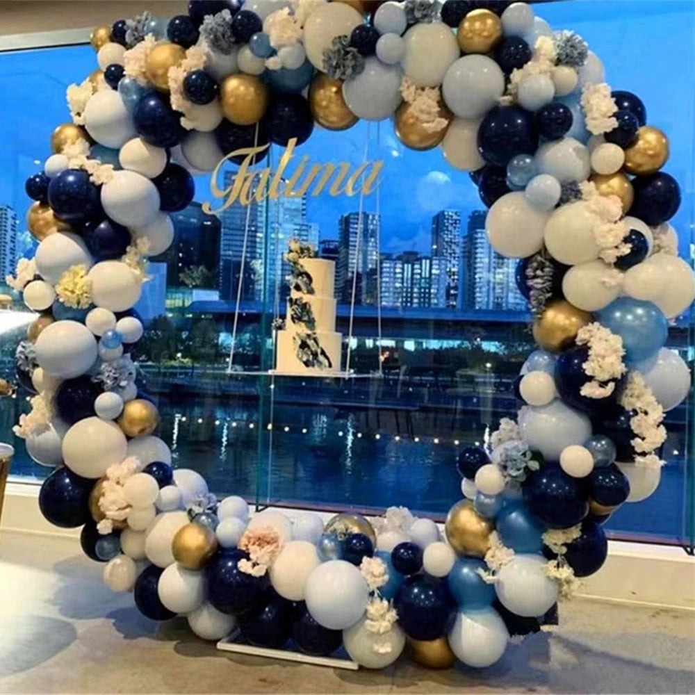 Round Backdrop Stand with Large White or Golden Frame - For Balloon Garlands