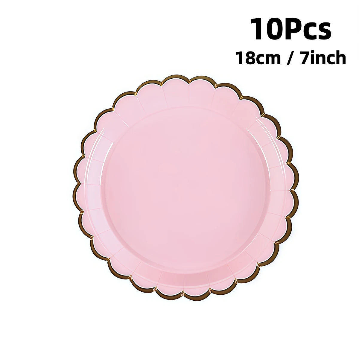 Deluxe Pastel Coloured Scalloped Edge Gold Foil Paper Plates Cups Napkins Disposable Tableware Set for Birthday Wedding Celebration Party Supplies