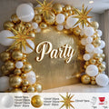 White and Gold Balloons Garland Arch : Starburst Foil Balloon for Wedding, Anniversary, Birthday Party Decorations