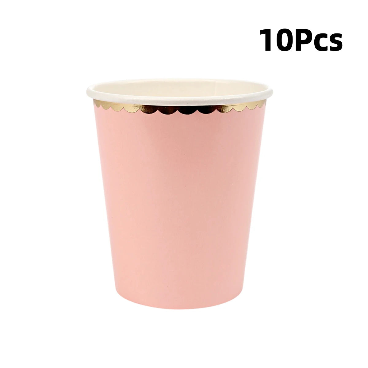 Deluxe Pastel Coloured Scalloped Edge Gold Foil Paper Plates Cups Napkins Disposable Tableware Set for Birthday Wedding Celebration Party Supplies