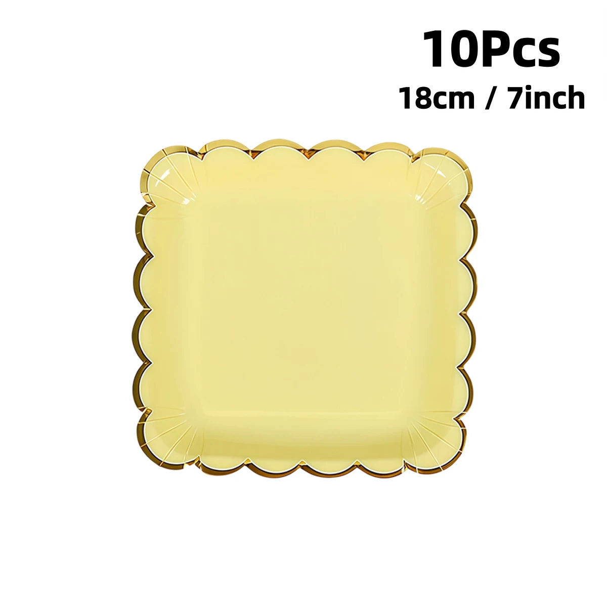 Deluxe Pastel Coloured Scalloped Edge Gold Foil Paper Plates Cups Napkins Disposable Tableware Set for Birthday Wedding Celebration Party Supplies