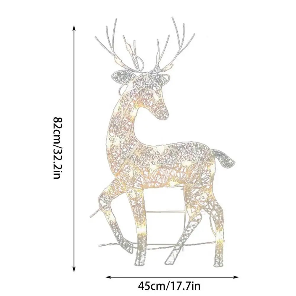 Outdoor Lighted Christmas Reindeer Standing Ornament With LED Light Glowing Glitter Reindeer