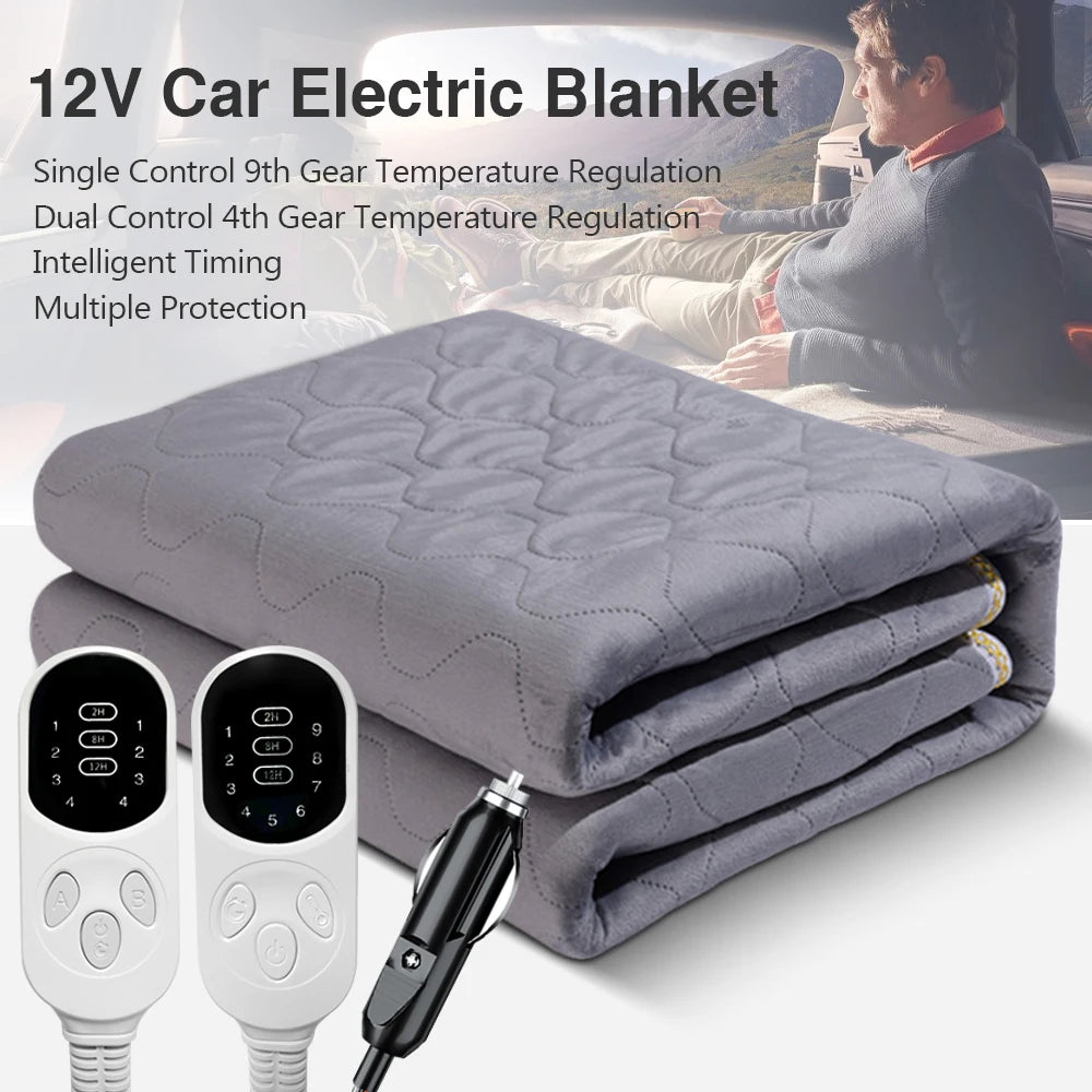 Heating Mat Plush Thicker Heated Heater Mattress Thermostat Travel Winter Body Warmer For RV SUVs Car Electric Blanket
