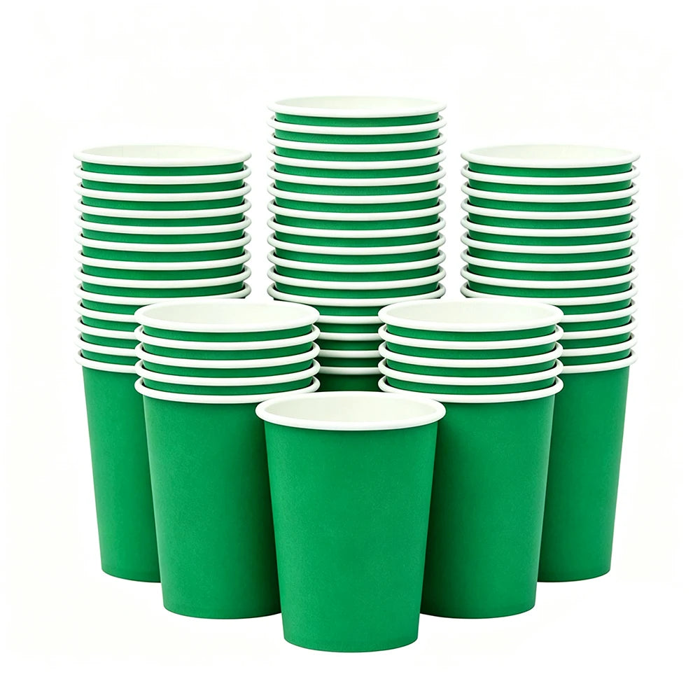 20, 40, 60, 80, 100Pcs Green and Red Paper Cups Napkin Disposable Tableware Party Napkin Drink Cups Birthday Christmas Holiday Party Supplies
