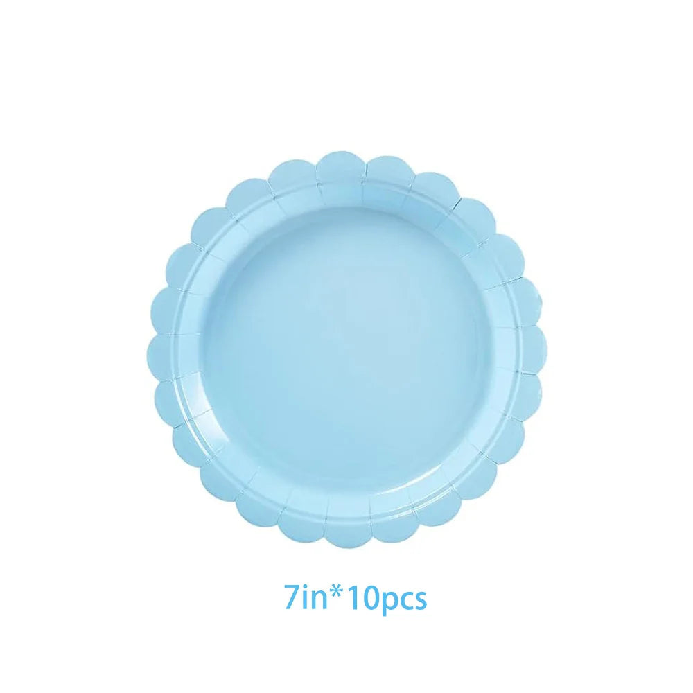 Petal Shaped Pastel Coloured 7/9 Inch Disposals  for Weddings Birthdays Baby Showers Party Supplies