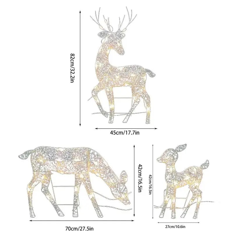 Outdoor Lighted Christmas Reindeer Standing Ornament With LED Light Glowing Glitter Reindeer